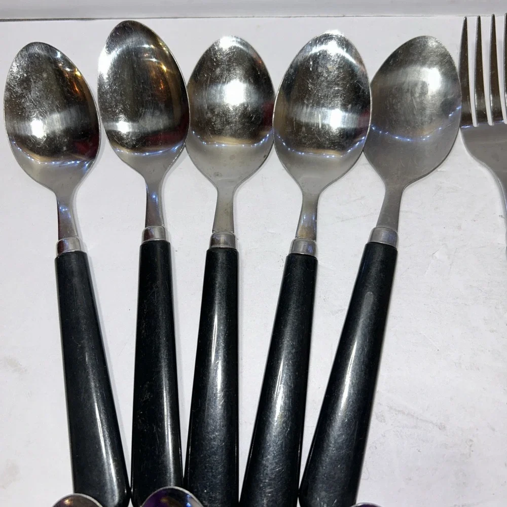28 pc Stainless Flatware Black Composite Handle Set (2 Patterns)